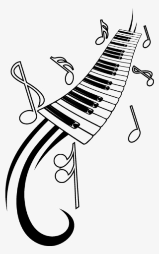 Vinilo Decorativo Piano Y Notas Musicales - Tattoo Teclas De Piano Femininas