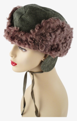 Russian Style Cossack Curly Lamb And Grey Wool Hat - Knit Cap