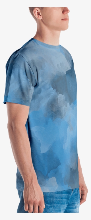 Steel Blue Watercolor T Shirt T Shirt Zazuze - T-shirt