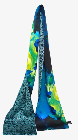 Pearl Silk Scarf In Blue Watercolor Floral And Teal - Silk