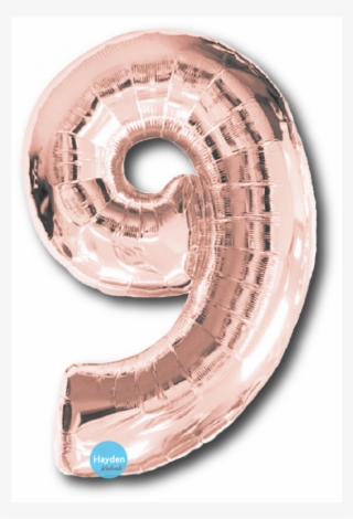 40" Foil Rose Gold Balloon Number - Gold Balloons Number 9