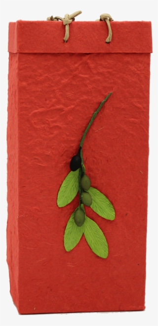 Gift Bag - Handmade Paper - Olive Branch - Red - Double - Paper Bag