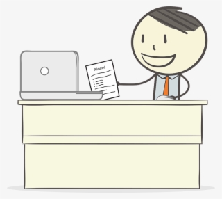 Ben The Beneficiary Sitting At Computer With A Piece - Cartoon