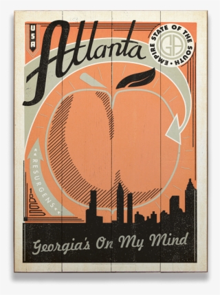 Classic Letterpress Art Of A Peach In The Background - Georgia On My Mind