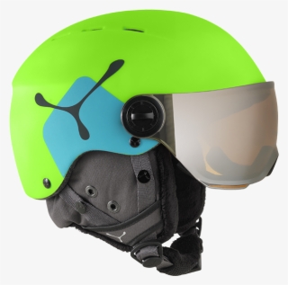 Cebe Fireball Junior Visor Ski Helmet In Lime And Blue - Dětská Přilba Na Lyže