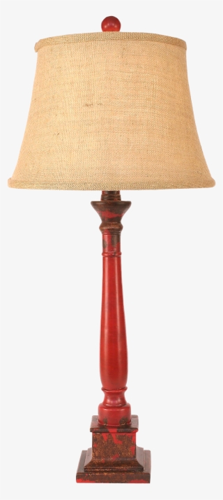 Aged Brick Red Square Candlestick Table Lamp - Lamp