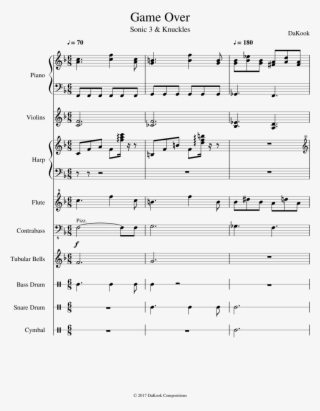 Game Over Sheet Music Composed By Dakook 1 Of 2 Pages - Sonic Game Over Sheet Music