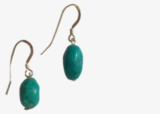 Turquoise Single Bead Sterling Silver Handmade Earrings - Earrings