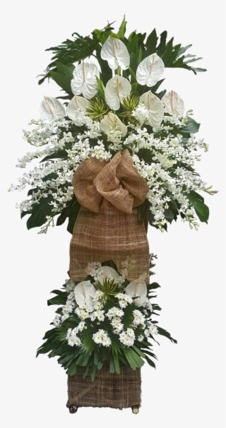 Funeral Spray Of Anthuriums And Orchids On A Stand - Bouquet