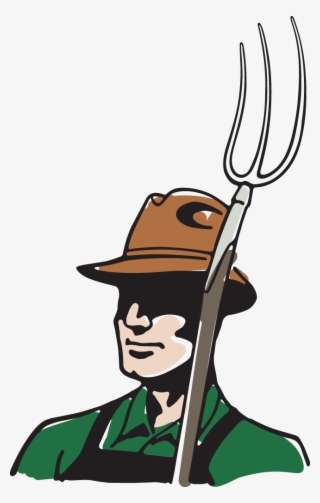 Farmer With Hat And Pitchfork - Cartoon