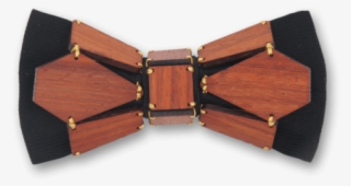 Geometry Bee In Gold Line Red Rosewood Bow Tie - Belt