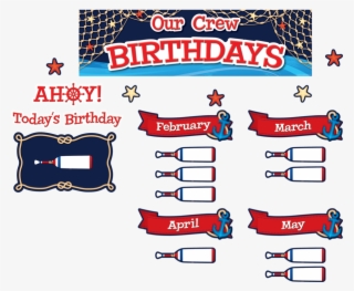 Tcr8896 Nautical Our Crew Birthdays Mini Bulletin Board - Nautical Our Crew Birthdays Mini Bulletin Board