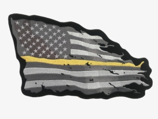 Thin Yellow/gold Line Flag Back Patch - Distressed American Flag Black And White