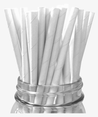 White Solid 25pc Paper Straws - Kağıt Pipet