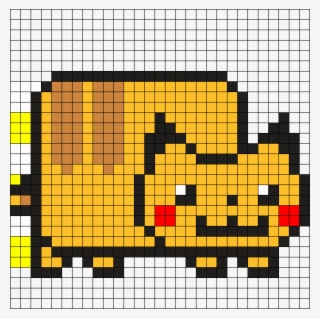 Pikachu Nyan Cat Part1 Perler Bead Pattern - Nyan Cat Transparent Png