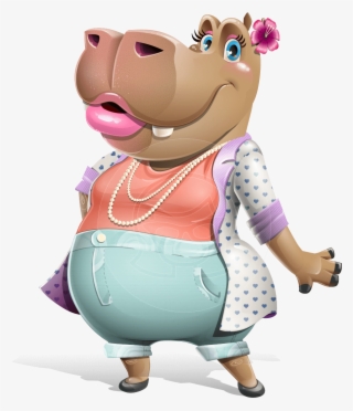 Female Hippo Cartoon Character - Cartoon Character Of A Hippopotamus Logos
