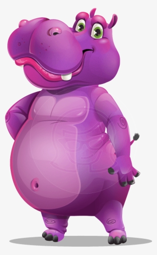Purple Hippo Cartoon Character - Cartoon