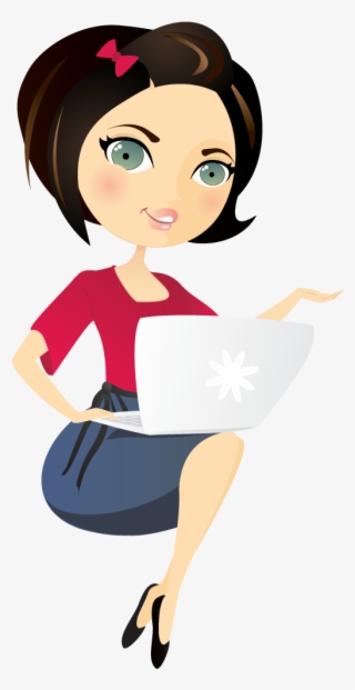 Girls Clipart Laptop - Clip Art