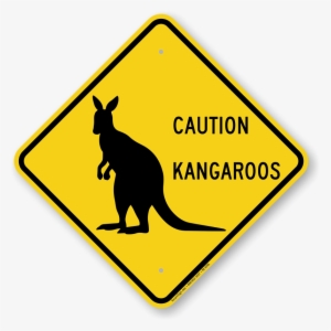 Caution Kangaroos Crossing Sign - Trucks Make Wide Turns