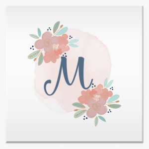 Azulejo Monograma Floral M • Aquarela De Hang A Printna - Illustration