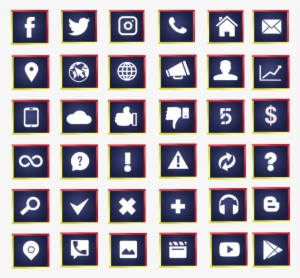 Social Media Icons Collection, Facebook, Twitter, Instagram - Symbol Of Public Spaces