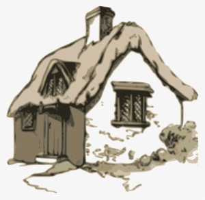 House, Old, Gray, Home, Small, Outline, Drawing, White - Cottage Clipart