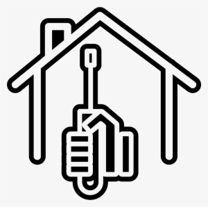 Screwdriver On Hand And House Outline Comments - Fixing House Icon