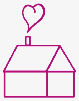 House And Heart Outline- Pink - Sticker