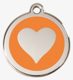 Orange Heart 20mm Pet Tag By Red Dingo - Red Dingo Cat Id Tag Stainless Steel