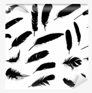 Twenty Six Black Feathers On White Wall Mural • Pixers® - White