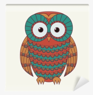 Vector Illustration Of Decorative Cute Owl Wall Mural - Animal