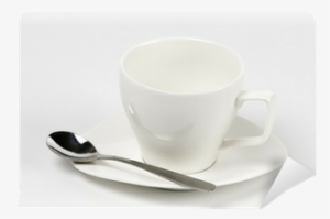 Taza Blanca De Café Vacía Con Plato Y Cuchara Wall - Cup