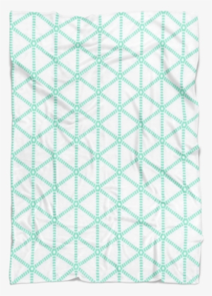 Mint Grid On White Fleece Throw Blanket - Seaworld San Antonio