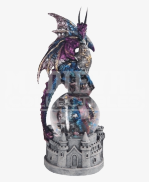 Blue Dragon With Castle Base Snow Globe - Snow Globe