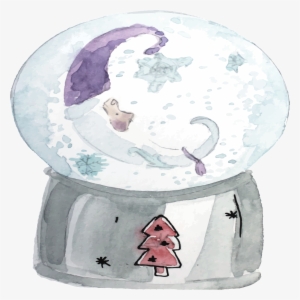 Hand Drawn Cartoon Snow Globe Glass Ball Transparent - Drawing