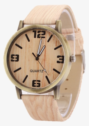 Faux Oak Wood Watch - Wooden Quartz Watches Casual Wooden Leather Strap Watch