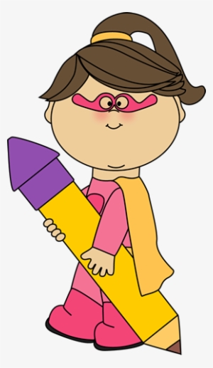 Pencil Clipart Superhero - Kid Waving Clipart