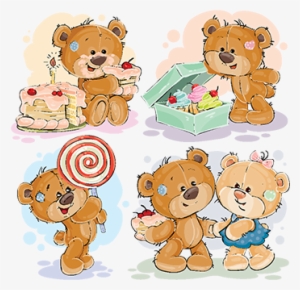 Funny Illustrations With Teddy Bear On The Theme Of - Illustration