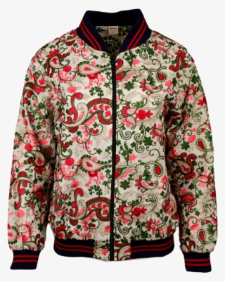 Sparkle Embroidered Bomber Jacket White - Zipper