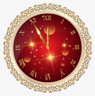 Red New Year's Clock Png Transparent Clip Art Image - Nye Clock Png
