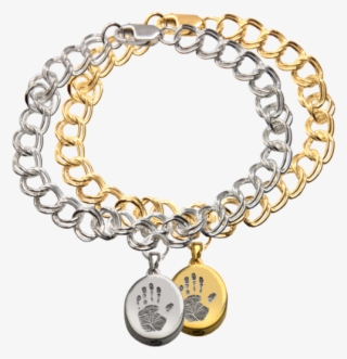 Petite Oval Charm With Handprint Bracelet - Charm Bracelet
