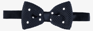 Knitted Navy Blue White Spots - Gravata Borboleta Png Preta