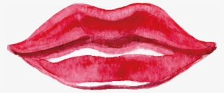 Lip Watercolor Painting Kiss - Kiss Watercolor Png