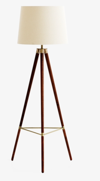 Image For Wooden Floor Lamp With Beige Shade - Lampshade