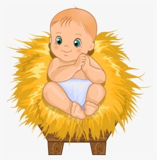Manger Clipart Christmas Bible Verse - Chubby Baby Clip Art