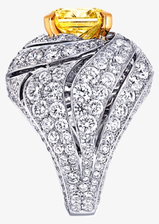 Side View Of A Graff Swirl Ring Featuring An Emerald - Illustration