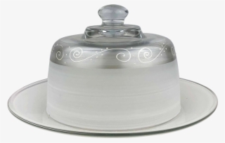 Heirloom White/pewter Swirl Cheese Dome - Ceramic