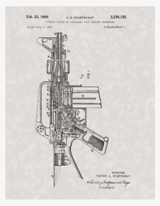 M16 Rifle, - Rifle Black And White Gun Patent Prints