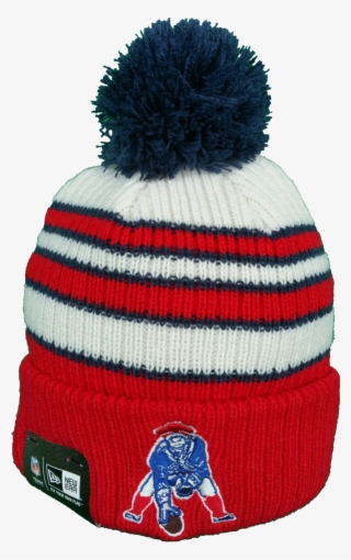 New England Patriots Vintage Traditional Stripe Pom - Beanie
