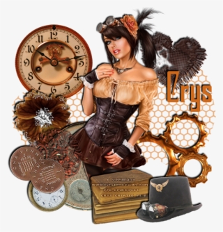 Steampunk Girl - Old Clock